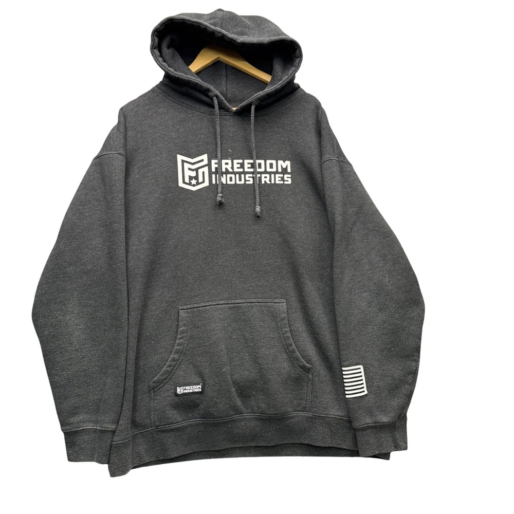 Freedom Industries Hoodie Mens 2XL Charcoal Gray Long Sleeve Fleece Outdoor